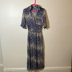 Zara Midi Summer Dress Blue and White